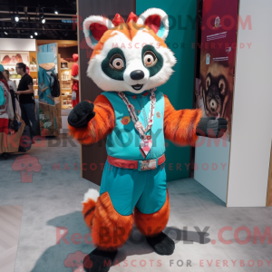 Turquoise Red Panda mascot...