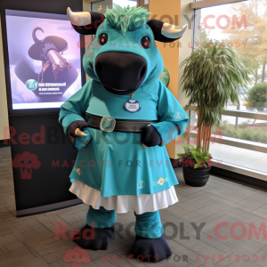 Teal Buffalo mascot costume...