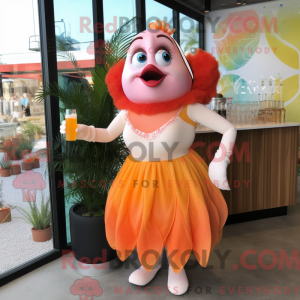 Cream Clown Fish mascot...