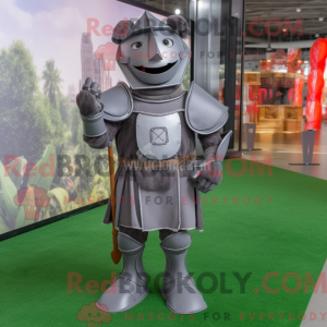 Gray Medieval Knight mascot...