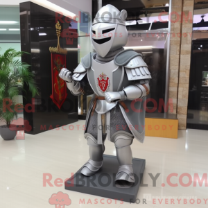 Gray Medieval Knight mascot...