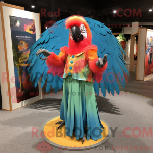 Peach Macaw mascot costume...