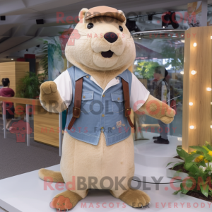Beige Capybara mascot...