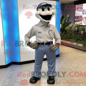 Silver Snake mascot costume...