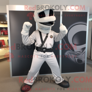 Silver Snake mascot costume...