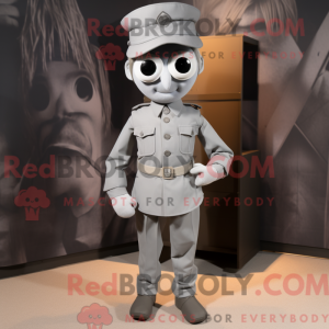Gray Soldier mascot costume...