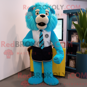 Cyan Tamer Lion mascot...