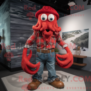Rød Kraken maskot kostume...