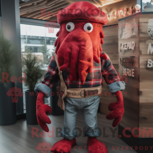 Rode Kraken mascottekostuum...