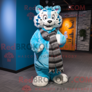Cyan Tiger-maskotdraktfigur...