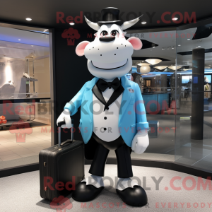 Sky Blue Cow maskot kostume...