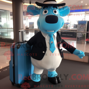 Sky Blue Cow maskot kostume...