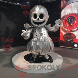 Silver Skull mascot costume...