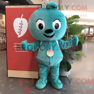 Teal Cherry mascot costume...