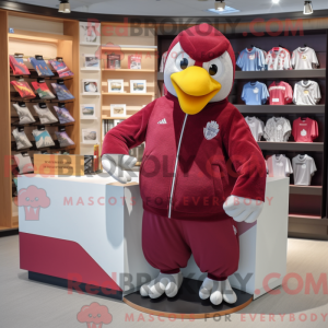 Maroon Dove mascot costume...