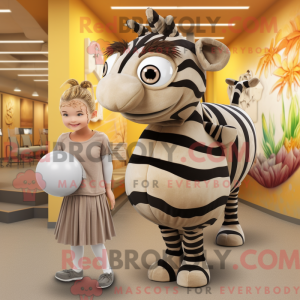Tan Zebra maskot kostume...