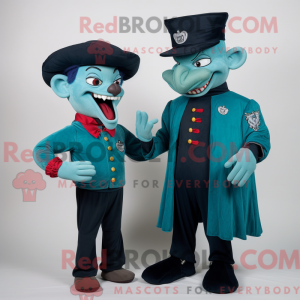 Teal Vampire mascot costume...