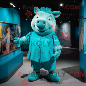 Turquoise Pig mascot...