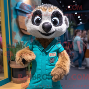 Teal Meerkat mascot costume...