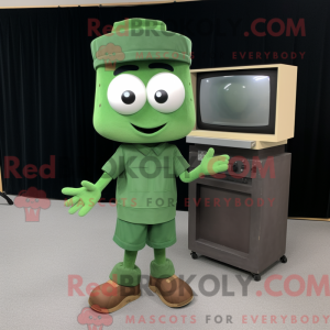 Zielony TV-maskotdraktfigur...