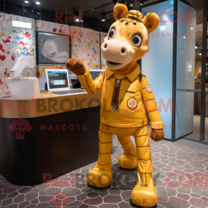 Gold Giraffe mascot costume...