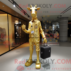 Gold Giraffe mascot costume...