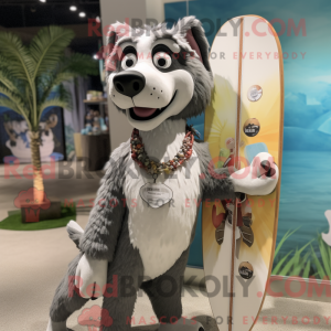 Gray Dog mascot costume...