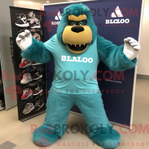 Teal Sasquatch mascot...