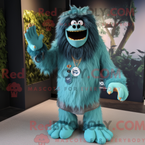 Blågrøn Sasquatch maskot...