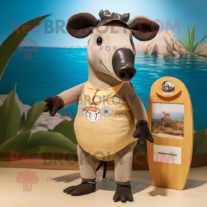 Tan Tapir mascotte kostuum...