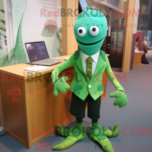 Grøn Kraken maskot kostume...