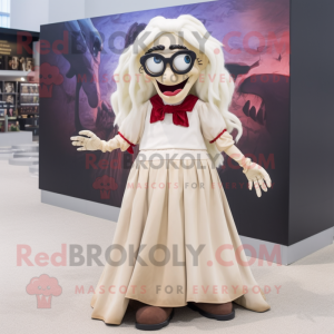Beige Vampyr maskot kostym...