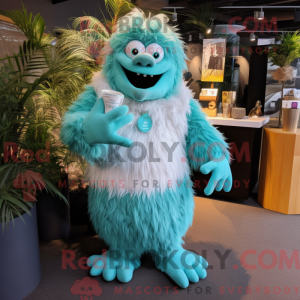 Turquoise Yeti mascot...