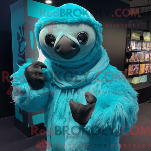 Cyan Sloth maskotdraktfigur...