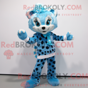 Blå Leopard maskot kostume...