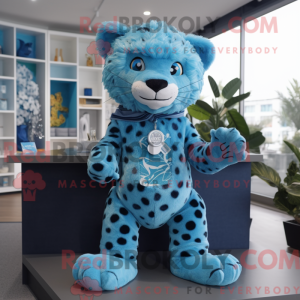 Blauer Leopard Maskottchen...