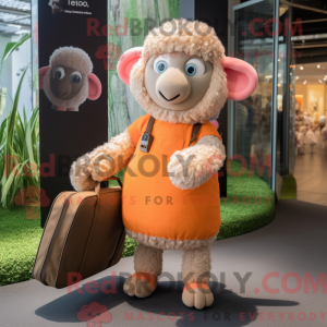 Peach Merino Sheep mascot...
