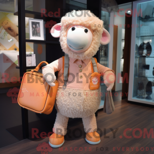 Peach Merino Sheep maskot...