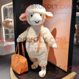 Peach Merino Sheep mascot...
