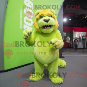 Lime Green Smilodon mascot...