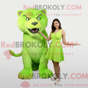 Lime Green Smilodon mascot...
