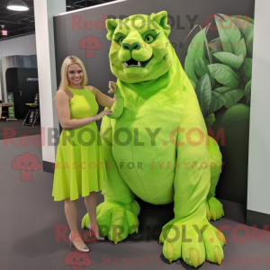 Lime Green Smilodon mascot...
