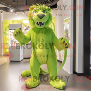 Lime Green Smilodon mascot...