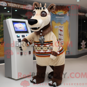 Beige Okapi mascot costume...