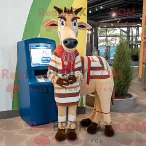 Beige Okapi mascot costume...