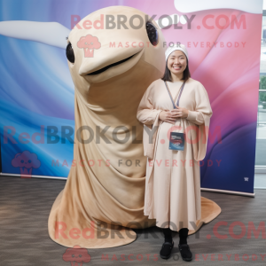 Beige Humpback Whale mascot...