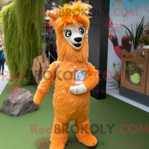 Orange Llama mascot costume...