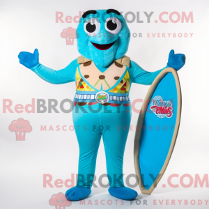 Cyan Pizza mascot costume...