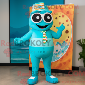 Cyaan Pizza mascottekostuum...