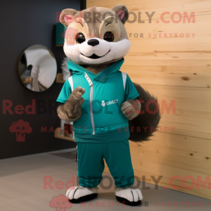 Teal Marten mascot costume...